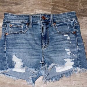Aeo distressed 5 pocket short cut offs sz 0